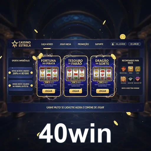 Tela de login rápido e setor de saques do casino online